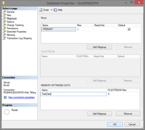 Memory Optimized Filegroup