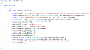 Event Hub Sender Code